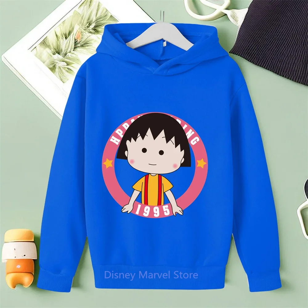 Kids Clothes Boys Girls Cherry Maruko-chan Sweatshirts Boys Girls Pullover Hoodies Clothes Cartoon Hoody Infant Spring Clothes