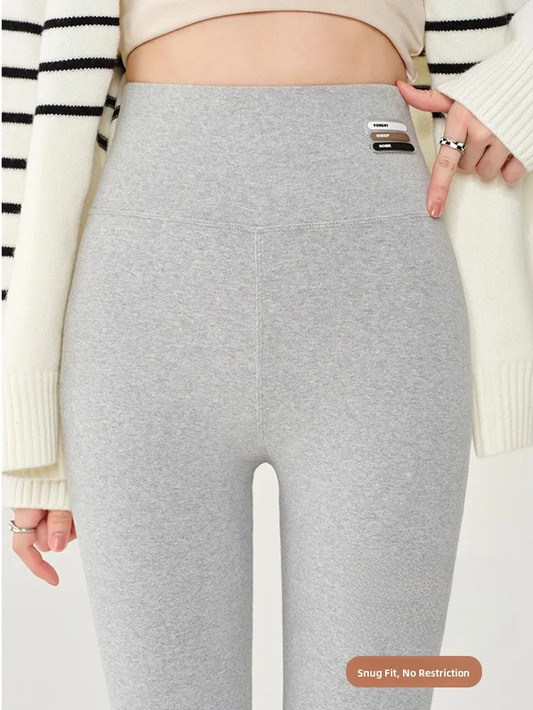 Bequeme Damen-Yogahose mit hoher Taille, elastischer Bot, lässige, neunte Baumwollmischung, Po-Lifting-Oberbekleidungshose