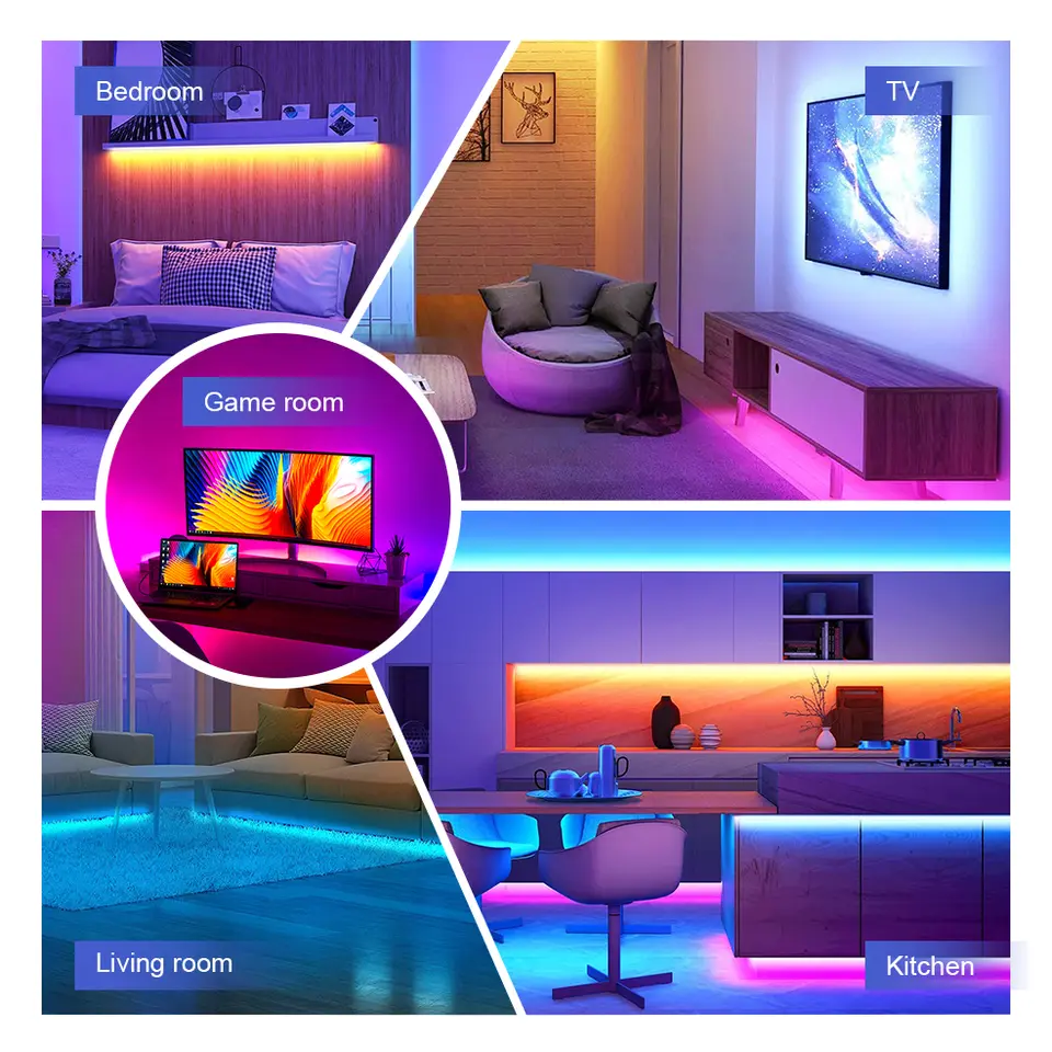 أضواء شريط LED الذكية RGB 5050 Tuya واي فاي زيجبي تحكم الهاتف USB LED شريط مرن لشريط إضاءة خلفية التلفزيون للغرفة والمنزل والحفلات - 6