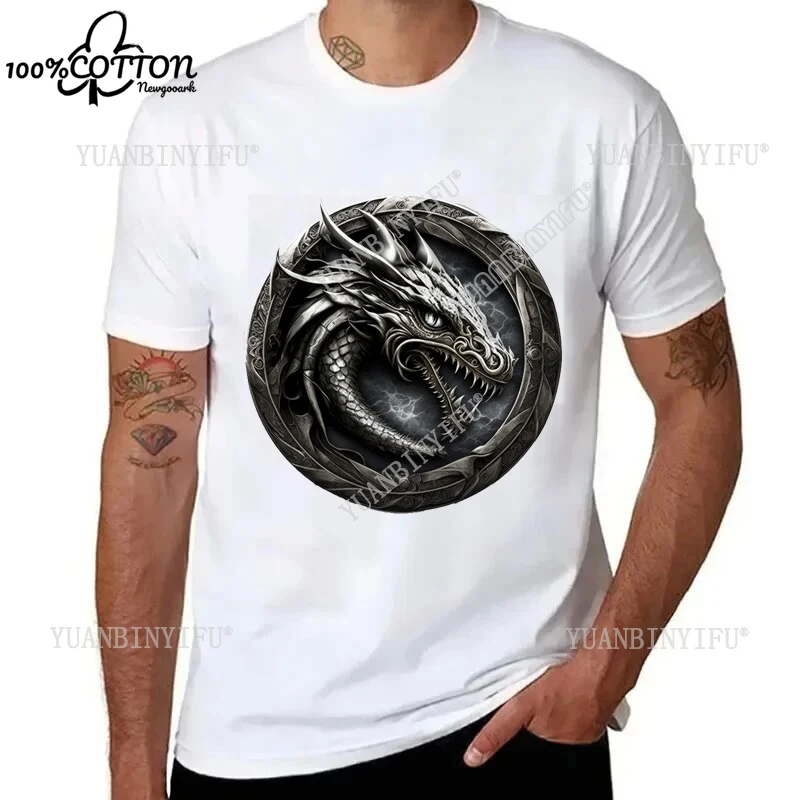 

Классическая рубашка в стиле ретро Nidhogg the Black Dragon Fierce Dragon, хлопковая футболка с акварельным портретом и существом