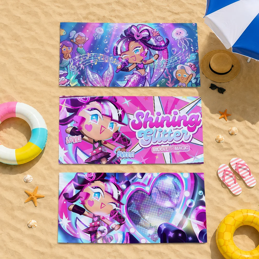 Bath Towel Game C-Cookie Run Shining Glitter Cookie Soft Quick Dry Beach Gift Travel Gym Bathing Spa Camp Sport Pool Towel Gift