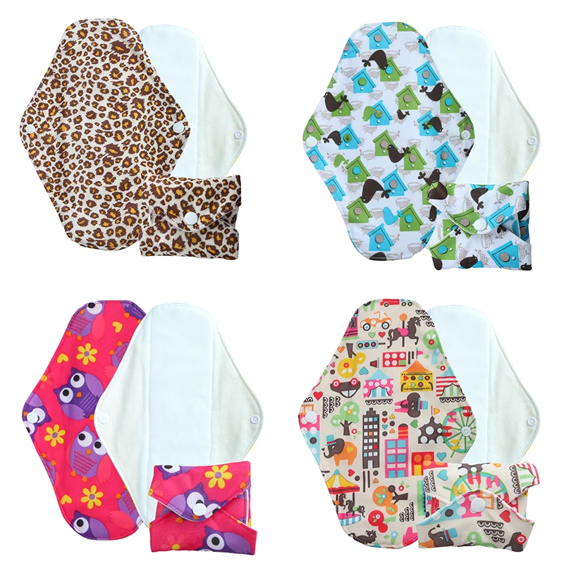 AIO Bamboo Cotton Cloth Pad Cloth Menstrual Pads Bamboo Cotton Sanitary Pad Postpartum Mama Panty Nursing Napkin Washable Pad