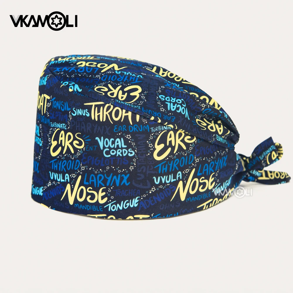 Printed surgical caps with otolaryngology medical series patterns Working head caps for doctors and nurses scrub cap