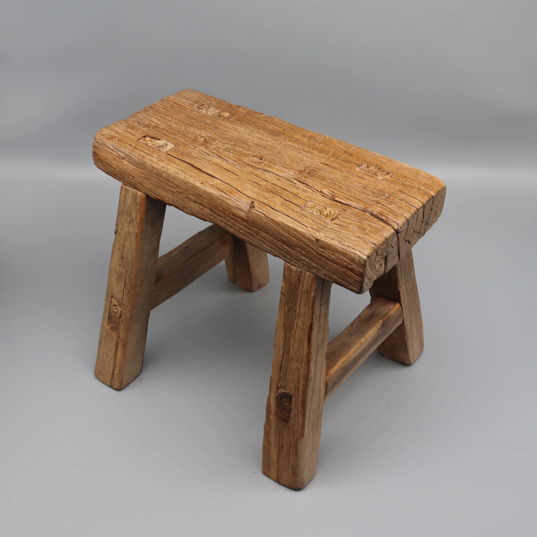 

Rustic Solid Wood Stool, Bathroom Functional Bench