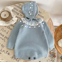 0-24M Baby Girl Romper Knit New Newborn Lace Warm Long Sleeve Jumpsuit Infant Princess Party Romper Toddler Fall Spring Clothing 5