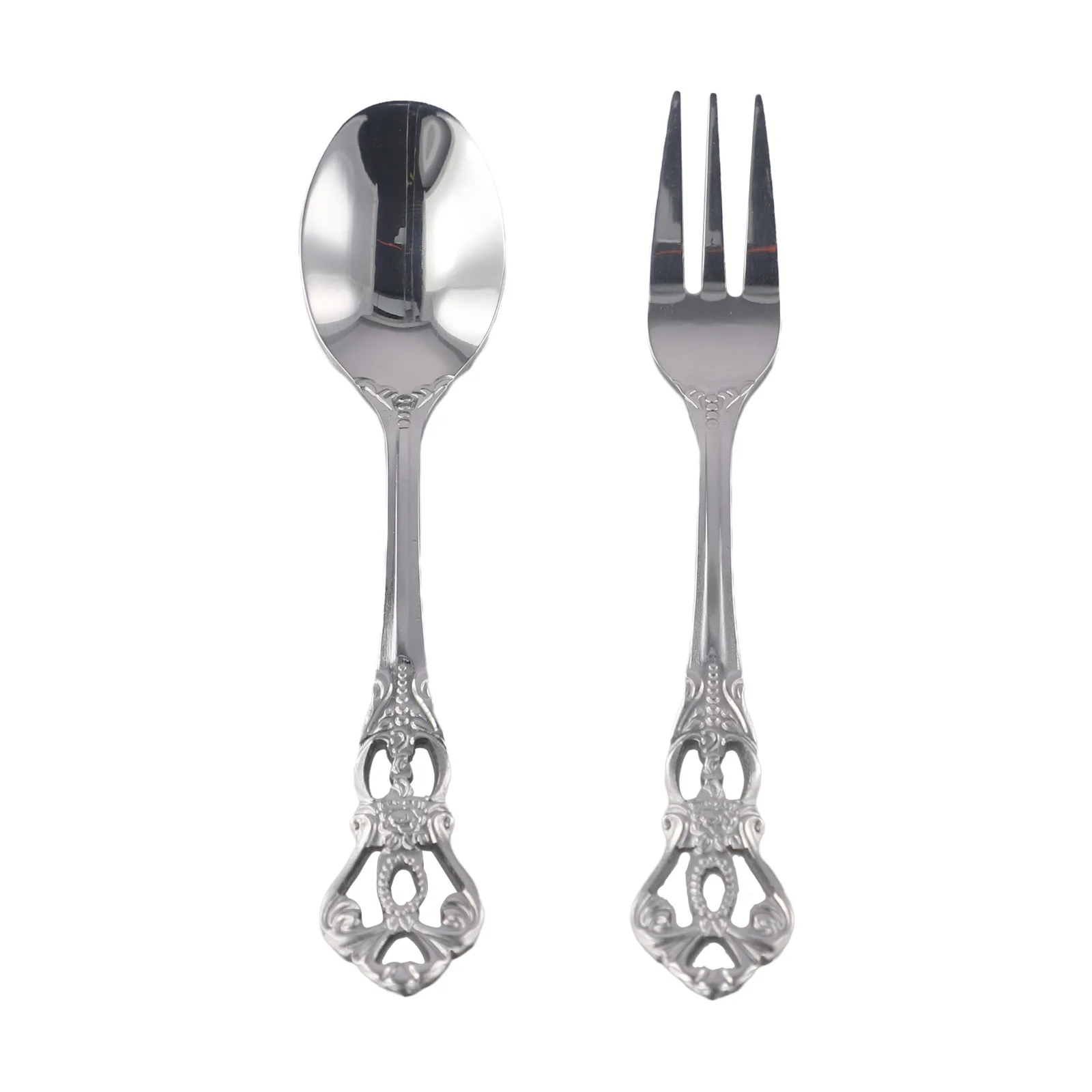 Brand New Spoon Fork Embossed Fruit Ice Cream Multi Color Options Silver / Gold Stainless Steel Stirring Vintage