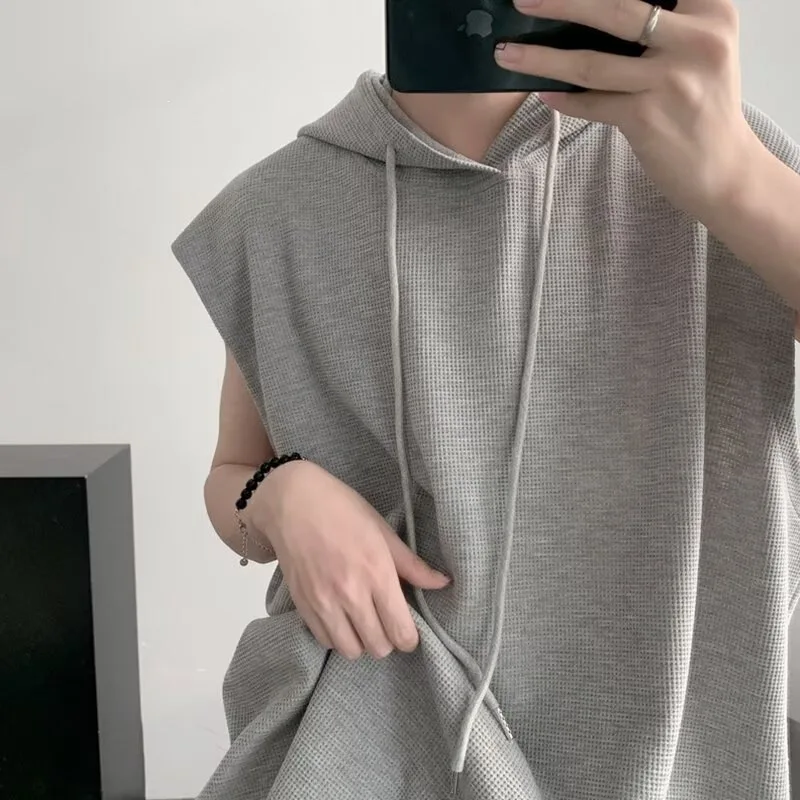Loose Fit Pure Color Sleeveless Vest Men's Trendy Brand T-Shirt Summer Hong Kong Style Lazy Style Upper Apparel