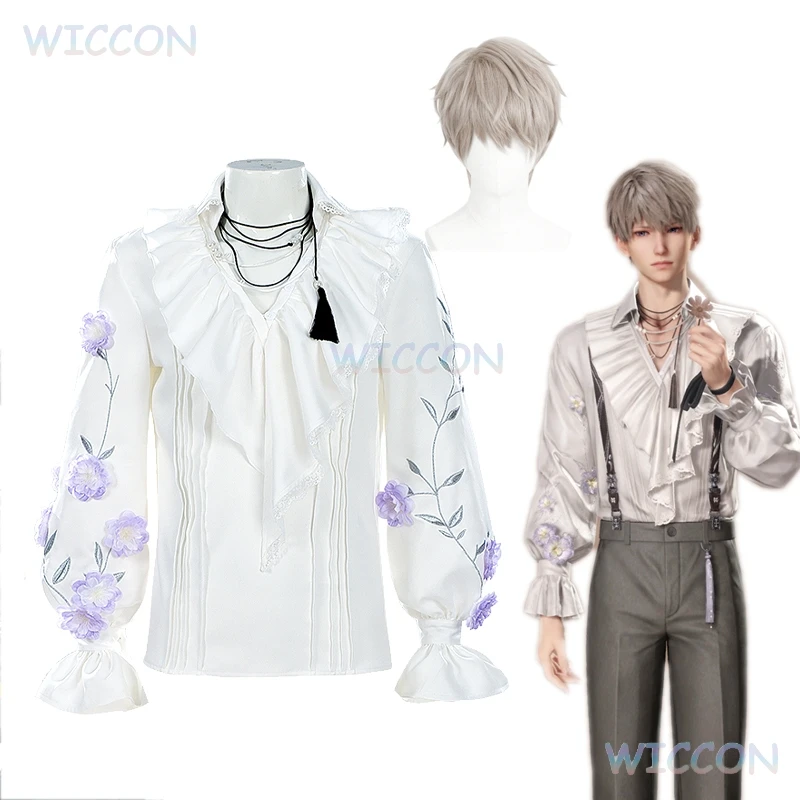 

Love And Deepspace Xavier Cosplay Spring and Flowers Costume Court-style Shirt White Blouse Uniform Wigs Unisex Top Couple Suit