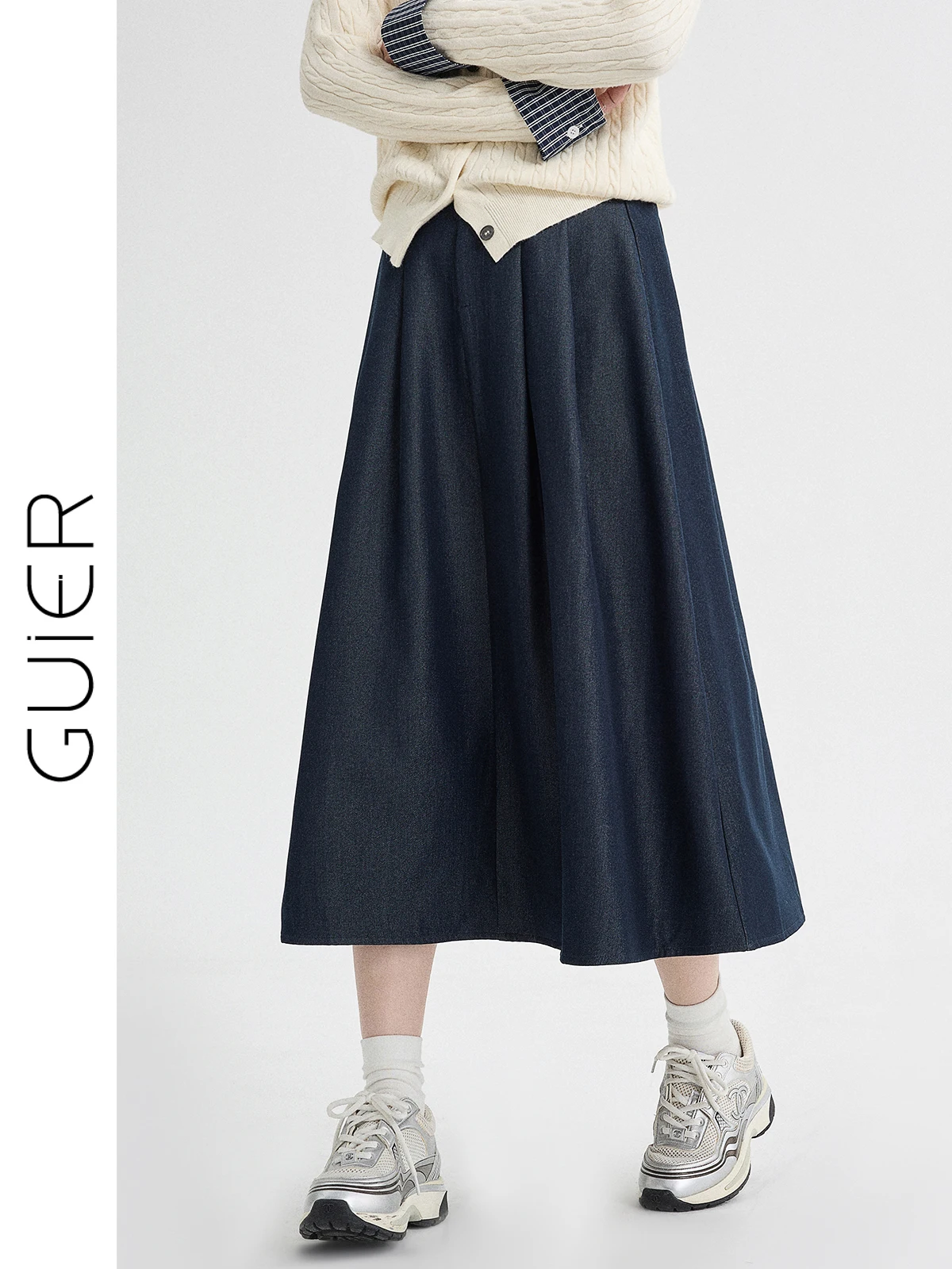 

High Waist A-Line Midi Skirt Denim Waed Women's Spring 2026 New Vintage Feel Long f Body Skirt Casual Sle