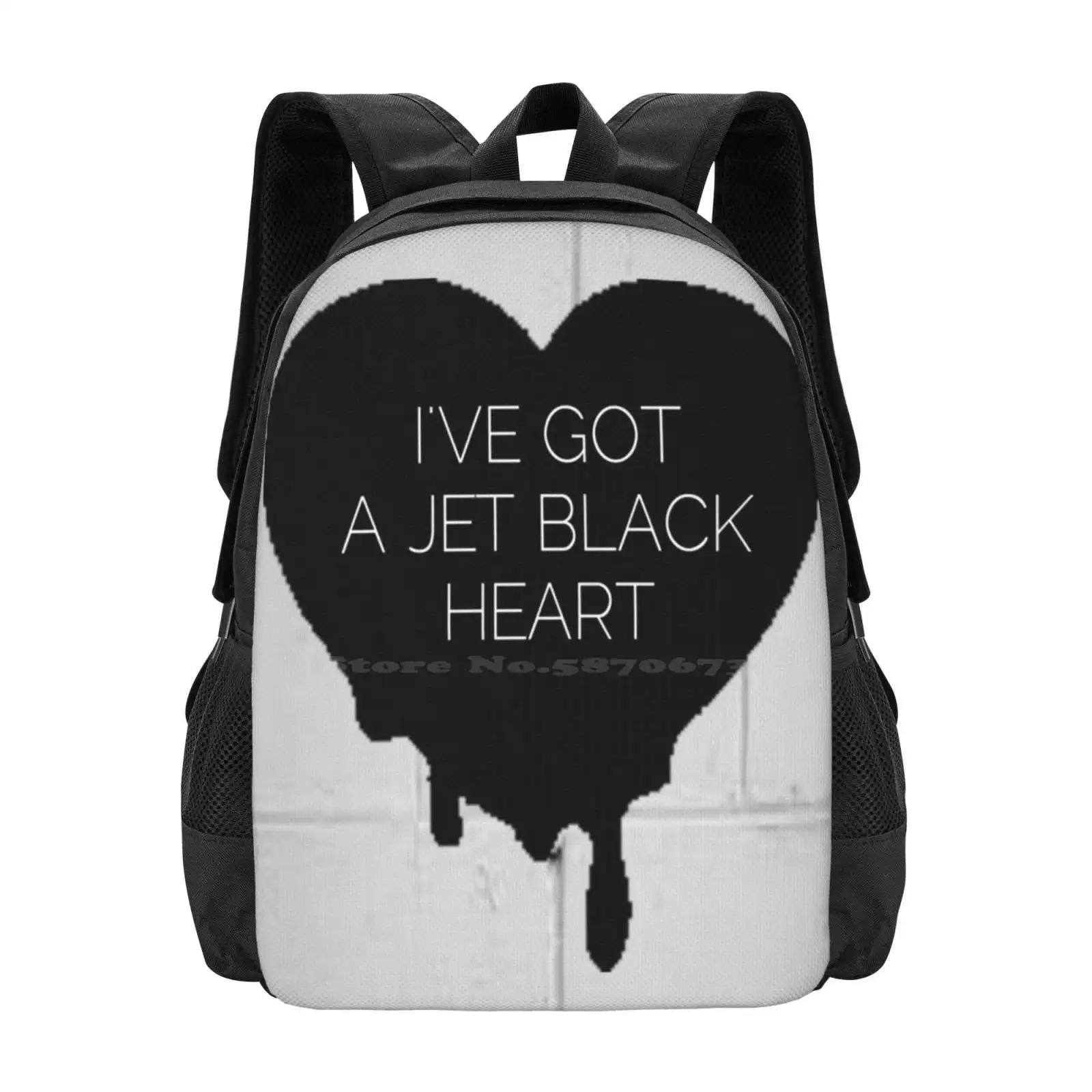 Jet Black Heart Backpacks For School Teenagers Girls Travel Bags Five Seconds Of Summer 5sos Logo Jet Black Heart Sounds Good