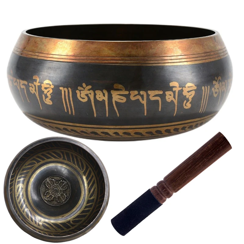 Tibetan Singing Bowl Set Sound Bowls Meditation Nepal Music Bowl Buddhism for Meditation Yoga Stress Relief Tibet Copper Bowl