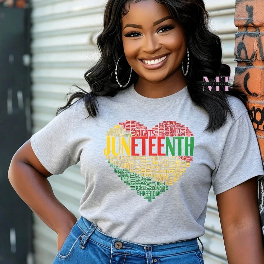 Juneteenth Heart Shirt Black History TShirt Black Lives Matter Clothing Juneteenth Women T-Shirt Black Independence Day Tops