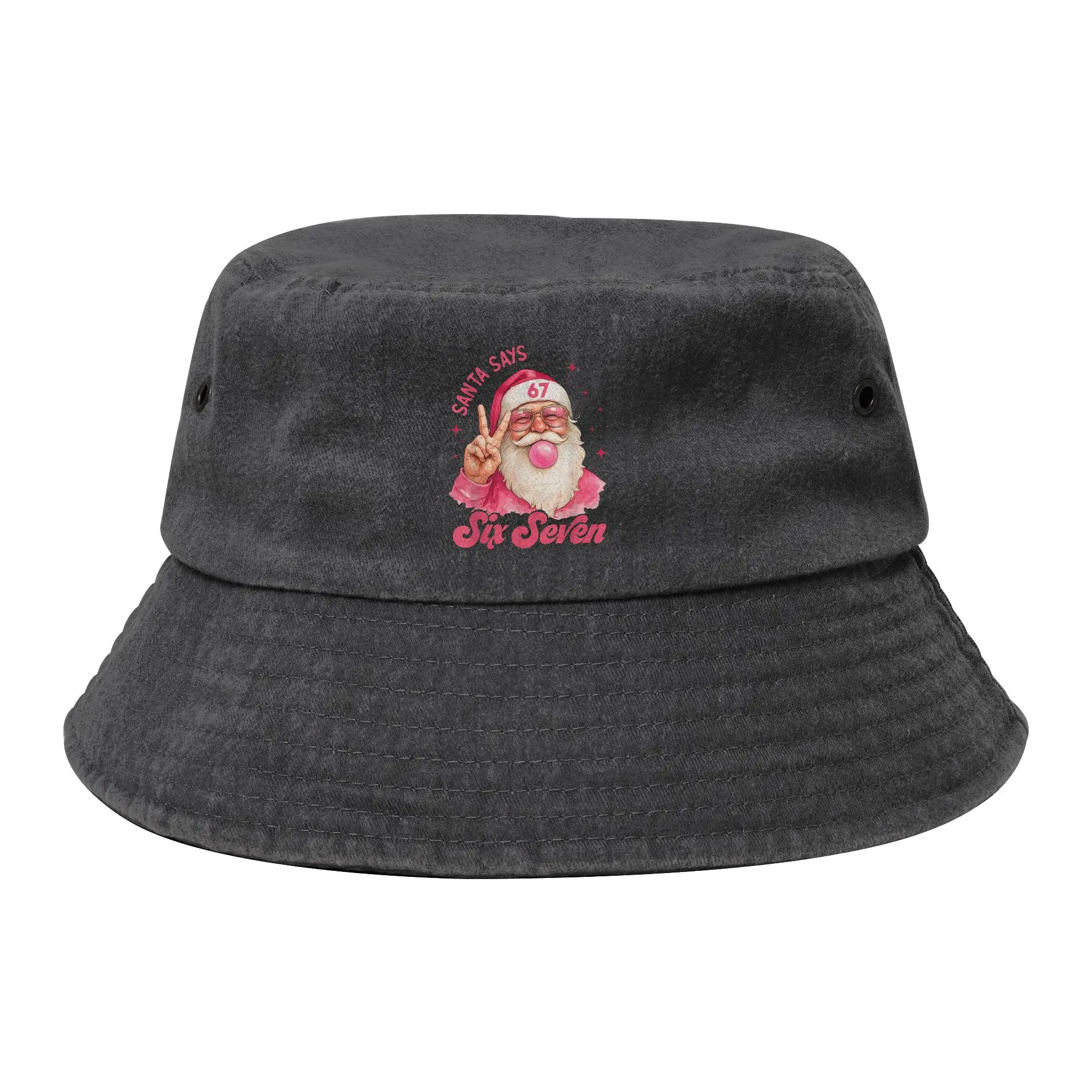 67 Merry Santa Says Six Seven Christmas Bucket Hats for Men Women Beach Distressed Denim Washed Field Hat Camping Fisherman Hat