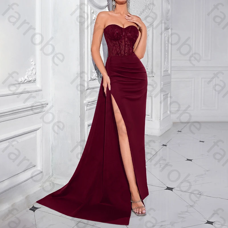 

Off The Shoulder Sleeveless Mermaid Evening Dresses Side Slit Backless Celebrity Dress High Quality Prom Party Gowns Customized