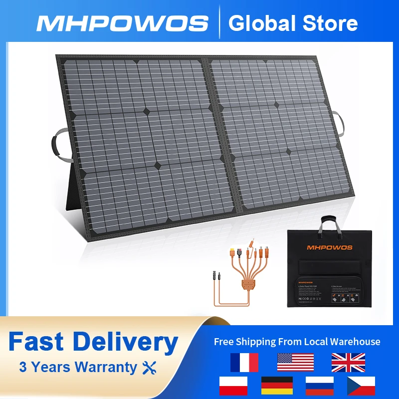 

MHPOWOS Solar panel 110W Solar Charger 20V Portable Waterproof Foldable Solar Panel for Camping RV Garden Roof Powerstation