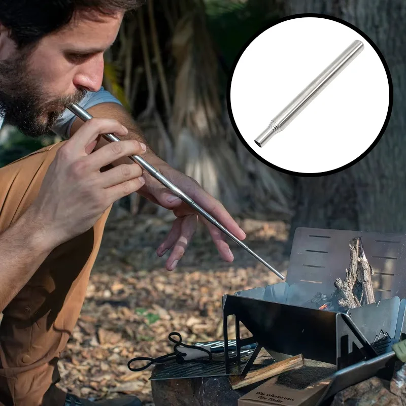 Outdoor Gear Pocket Bellow Collapsible Blow Fire Tube Mouth Blowpipe Telescopic Blowing Tube Campfire Tool For Picnic Cooking