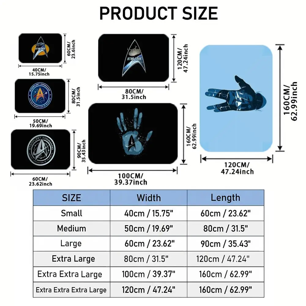Star T-Trek Ship Movie Floor Mat Flannel Door Mat Non-Slip Bedroom Living Room Home Decor