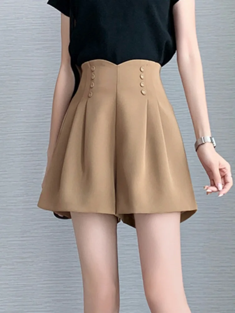 SMTHMA Casual Women's Shorts A-line High Waist Short Chic Office Lady Shorts Vintage Female Trousers Spring Summer