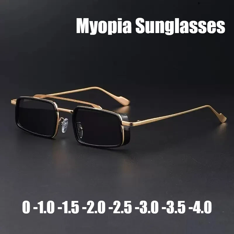 

Fashion Square Myopia Sunglasses Men's Retro Punk Style Myopia Glasses Outdoor Driving Special Outdoor Travel Sunglasses -4.0