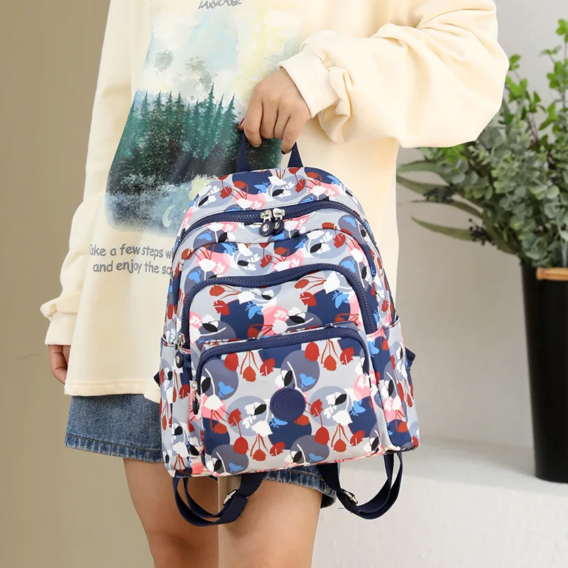 High Capacity Women Backpack Travel Nylon Printing Backpack for Travel Waterproof College Backpack Trendy Laptop School Bags