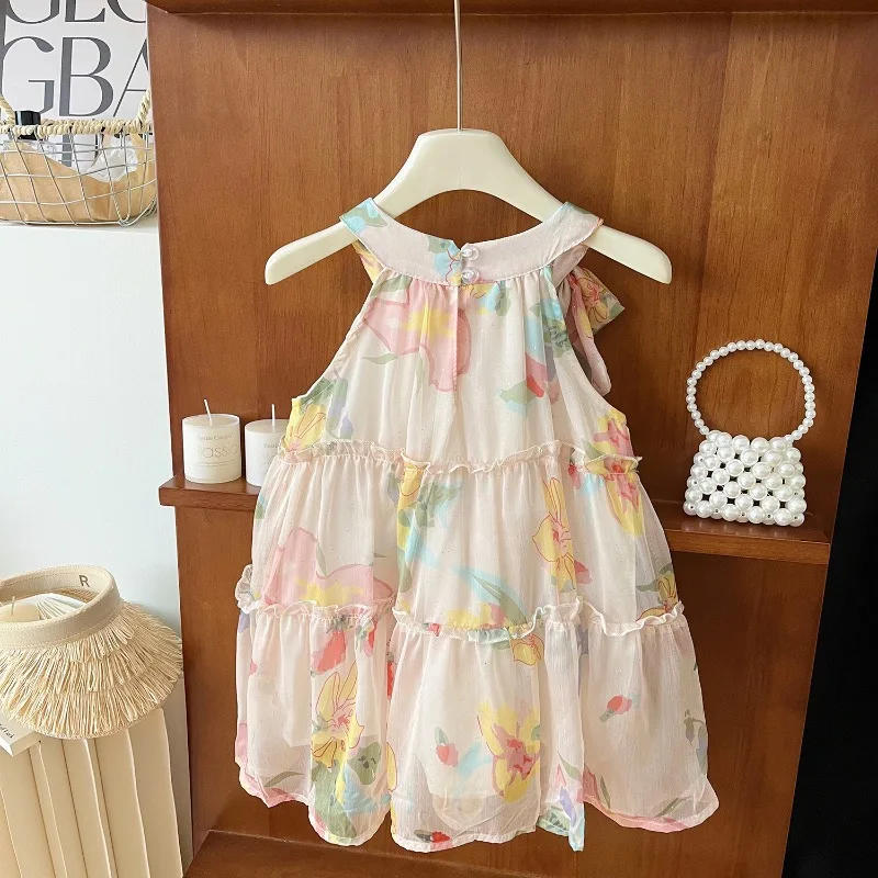 Girls Dress Summer Sleeveless Bow Princess Dress Korean Fashion Kids Dresses Birthday Party Toddler Girl Dress 2 3 4 5 6 7Yrs