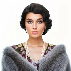 Synthetic 1920s Wig for Women Short Finger Wave Party Natural Hair Full Halloween Retro Cosplay Party Daily Costume Flapper Wig