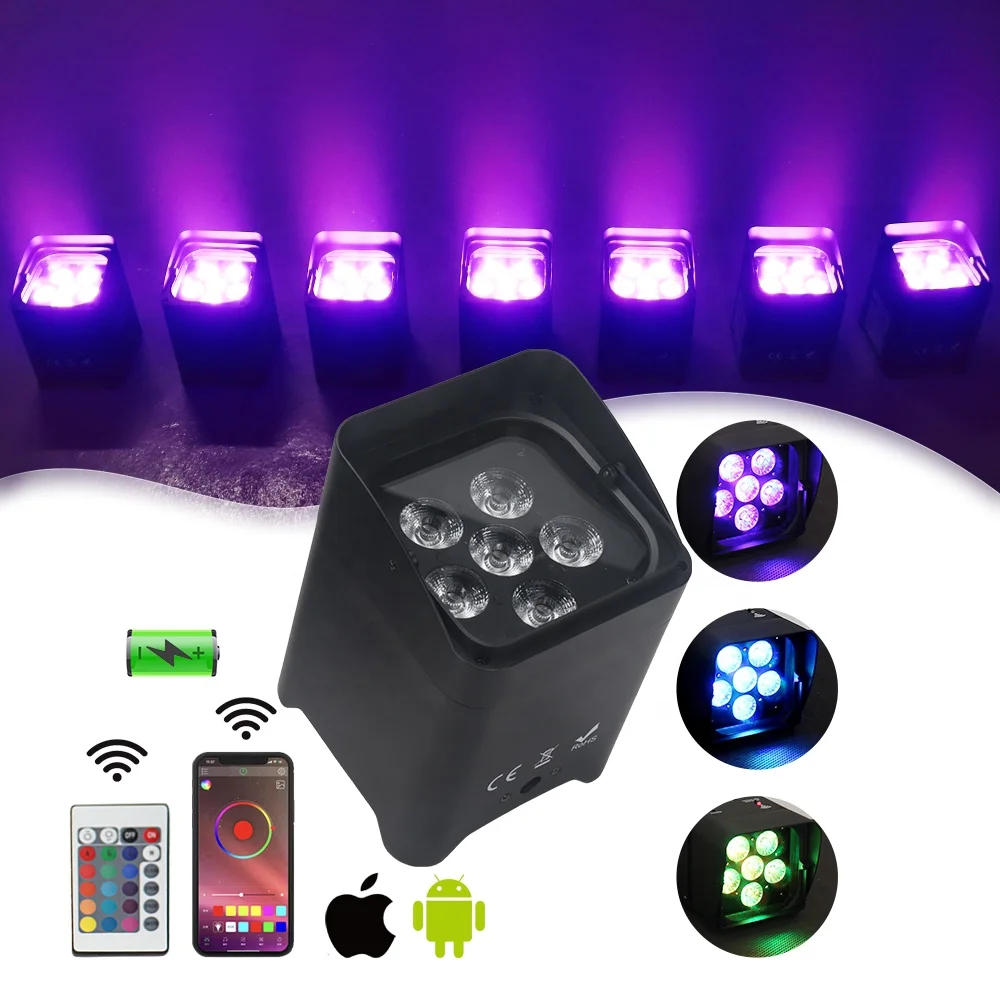 

6x18W Wireless Light Emitting Diode Parking Tank Battery Powered Upstream Light RGBWAUV Parking Light DMX DJ