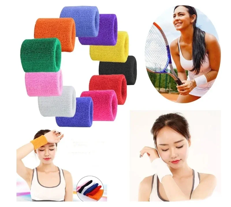 Quality Unisex Soft Comfortable Volleyball Basketball Sport Sweatband Tennis Hand Bands Cotton Wrist Band Gym Sweat Wristband