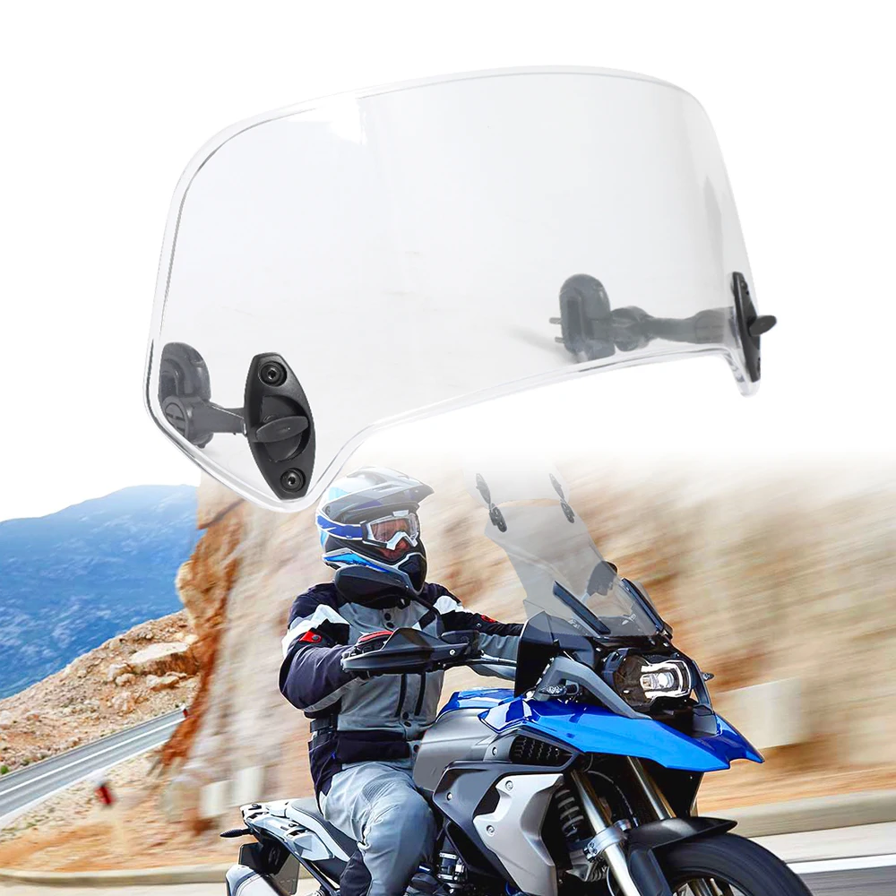 

Motorcycle Universal Windshield Extension Spoiler Clamp-On Windscreen Air Deflector For Kawasaki BMW Ducati Honda Yamaha Triumph