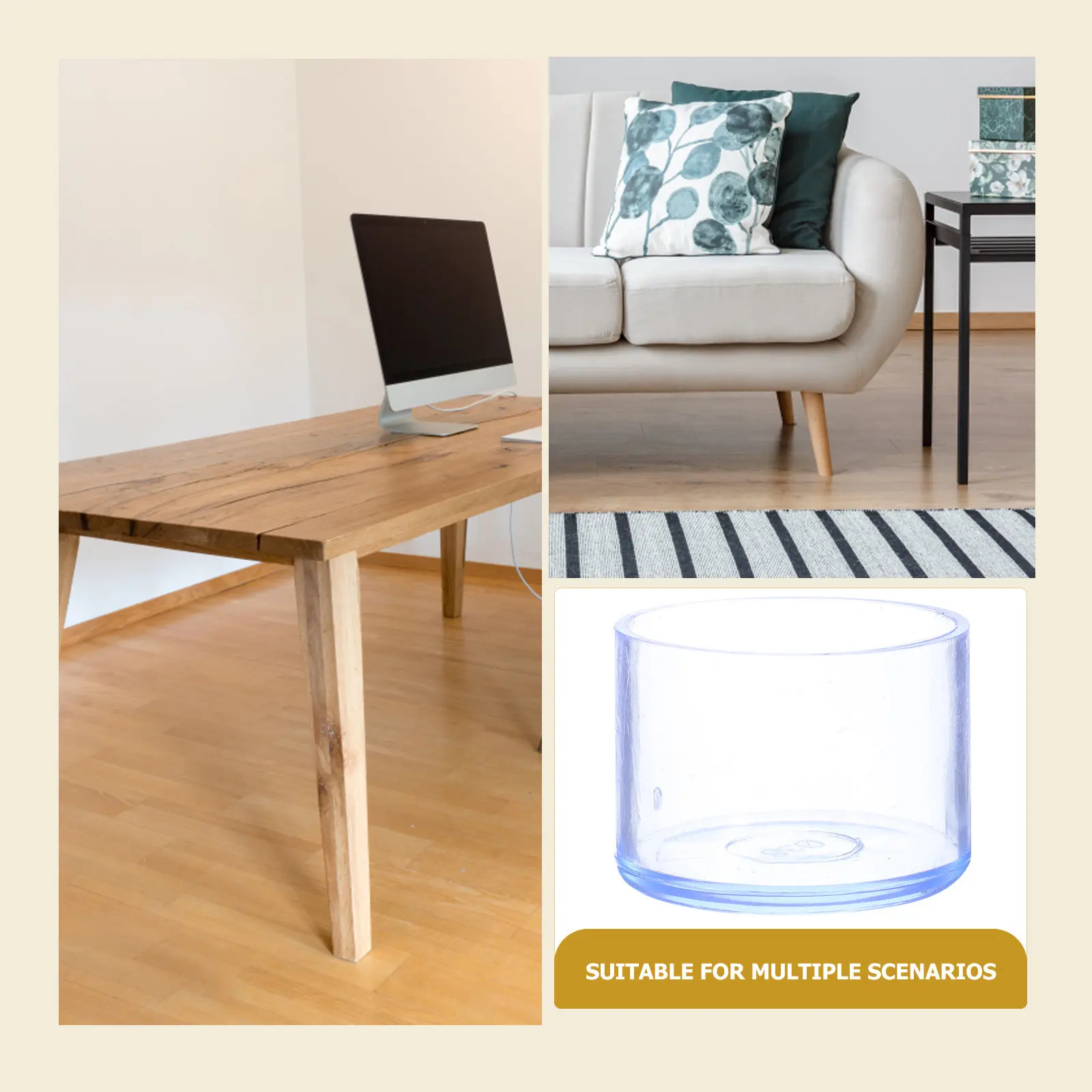 10Pcs Clear PVC Thickened Chair Leg Covers Furniture Protectors Round Caps Floor Protectors Dining Room Chairs Bar Stools - view 2
