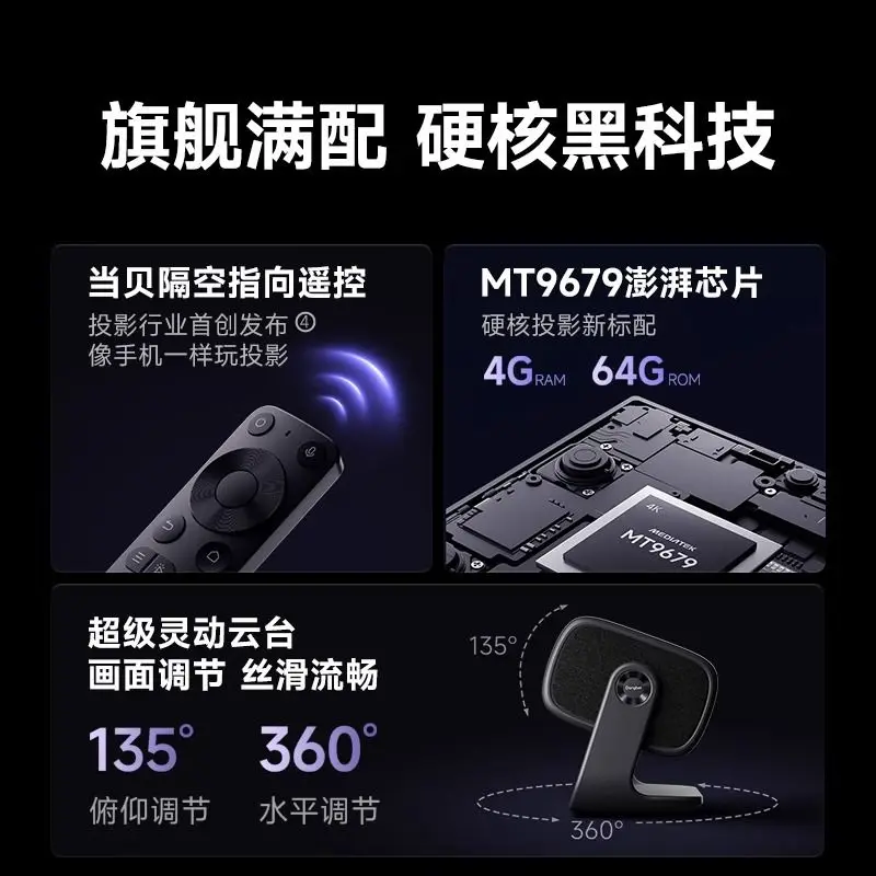 F7 Pro high definition 4K eye protection three-color laser gimbal projection, daytime bedroom smart home theater