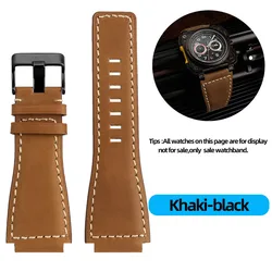 Real leather Watch band For Bell Ross BR01/BR03 Men's Pin Buckle Wristband  34*24mm Black/olivegreen Watch strap