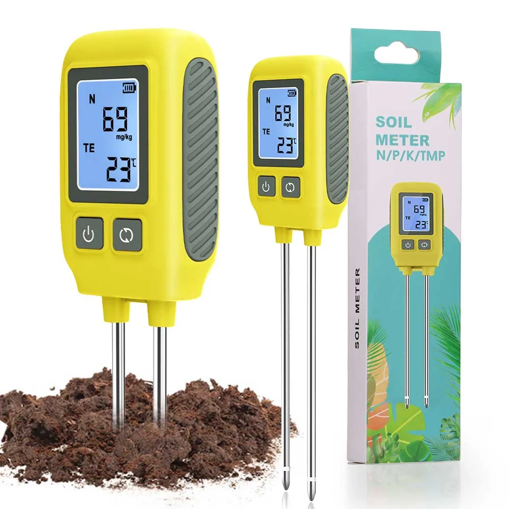 4-in-1 NPK Soil Meter Tester Temp Portable Soil Nutrient Analyzer Gardening Lawn Agriculture for Nitrogen Phosphorus Potassium