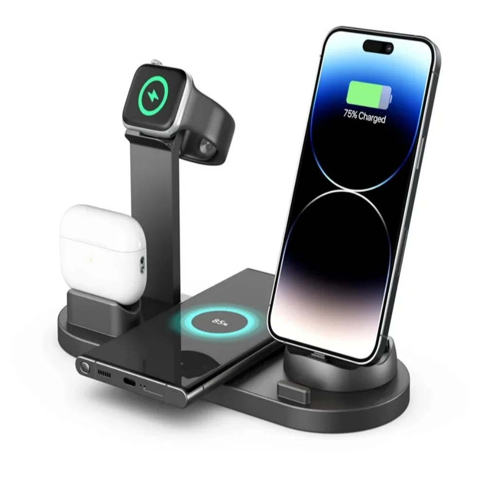 

6 in 1 Wireless Charger Station For iPhone 16 15 14 13 12 Pro Max Apple Watch Airpods Pro iWatch 8 7 Fast Charging Dock Station