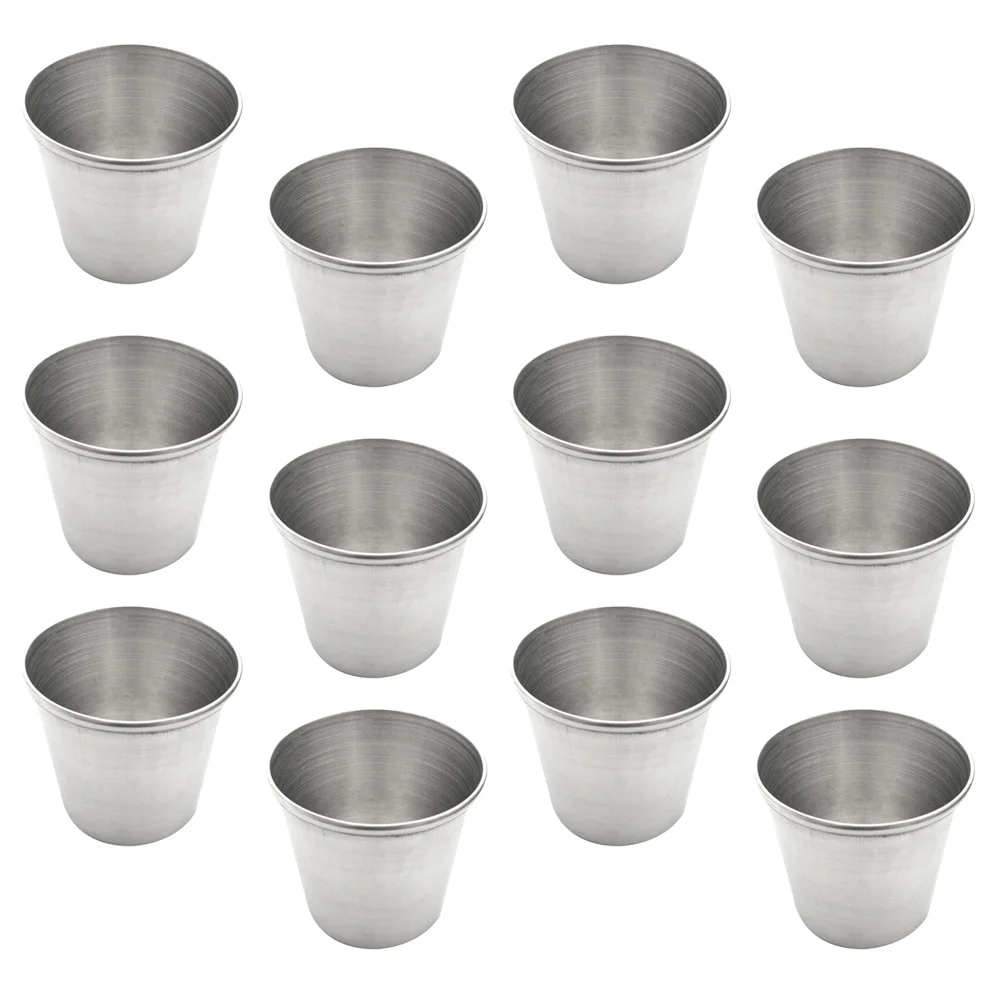 

12 Pcs Shot Glasses Stainless Steel Tea Milk Mug Measuring Cup Silver Travel
