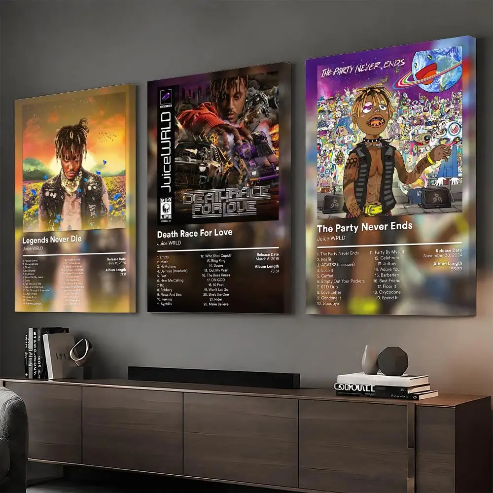 J-Juice WRLD Rapper Music Painting Calligraphy HD Modern Style Inner Frame Canvas Poster Bedroom Room