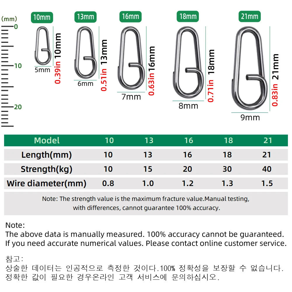 DNDYUJU 20pcs Stainless Steel Oval Split Rings Loop Lure Fishing Connector Fishing Hook Snap Fake Bait Swivel Snap