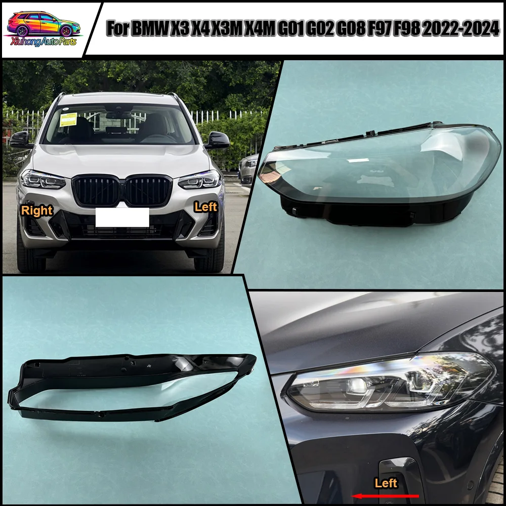 

For BMW X3 X4 X3M X4M G01 G02 G08 F97 F98 2022-2024 Headlamp Transparent Lampshade Shell Masks Headlight Cover Lens Plexiglass