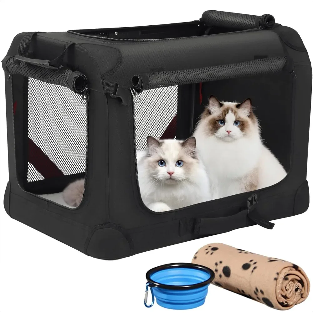 

Soft Pet Carrier,Cat LargeCarrier for 2 Cats Small Medium Dogs, for Traveling with Warm Blanket Foldable Bowl and Washable Pad