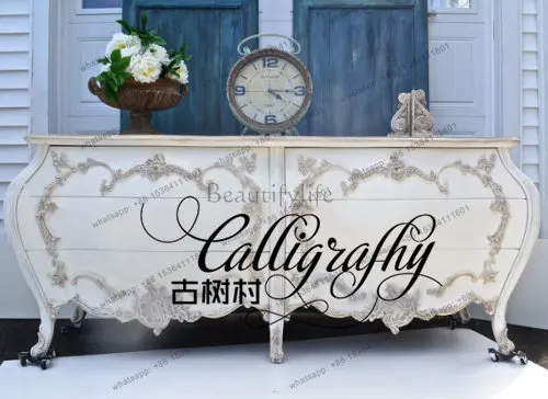 French retro engraved 6 chest cabinets, cabinets American country engraved TV cabinets antique white and old