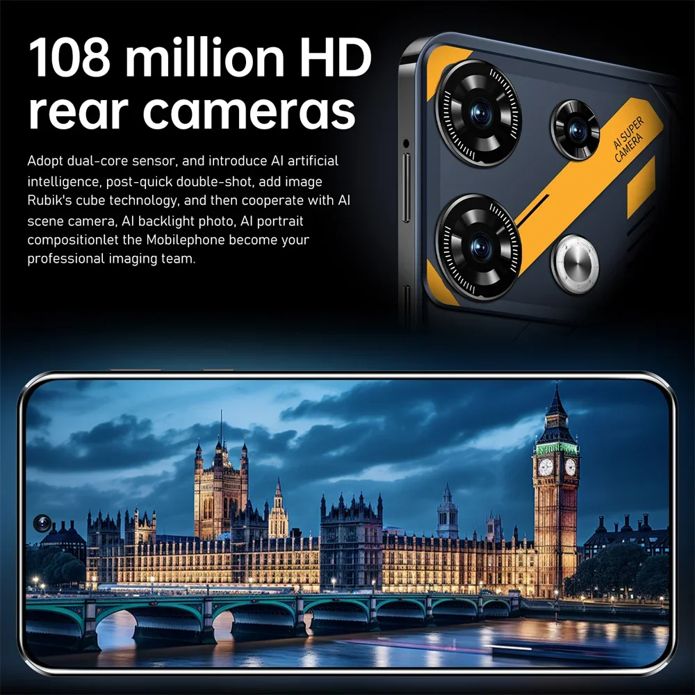 Smartphone GT10 Pro, Téléphone portable, Téléphones portables, 4G, 5G, 2024 HD, 7.3 mAh, 108MP, Touriste, Sim, Android 13, Smart Mobile, Matin,