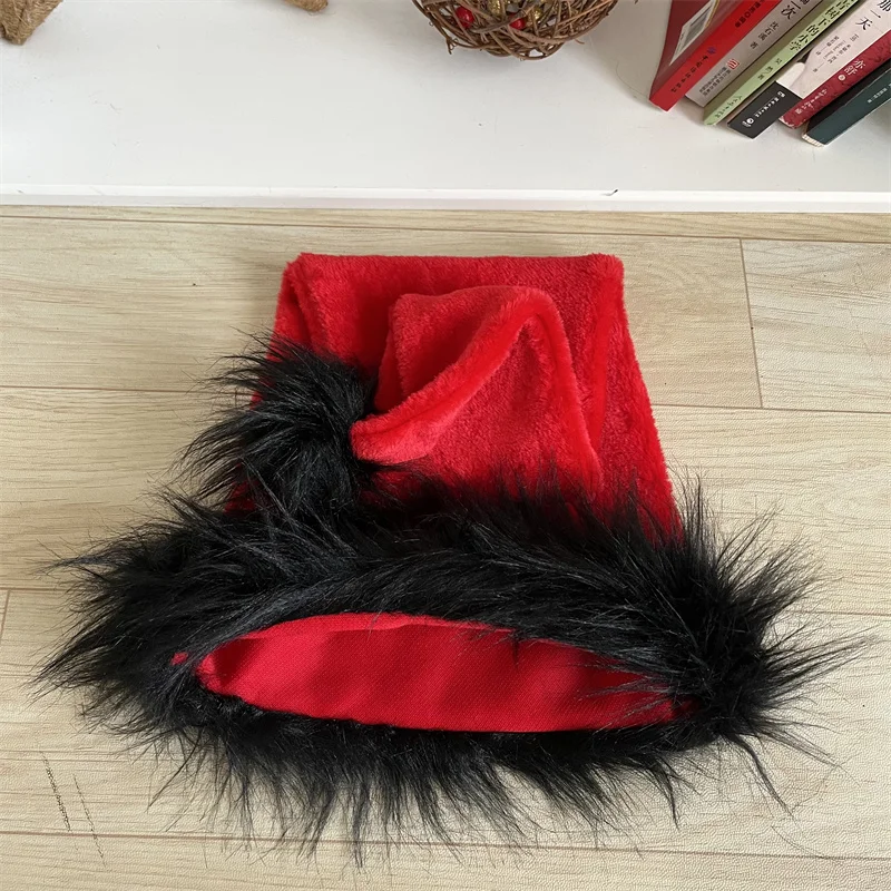 30x75cm Extra lange Plüsch-Weihnachtsmütze, kurze Weihnachtsmütze aus Plüsch, Weihnachtsgeschenk-Dekorationszubehör