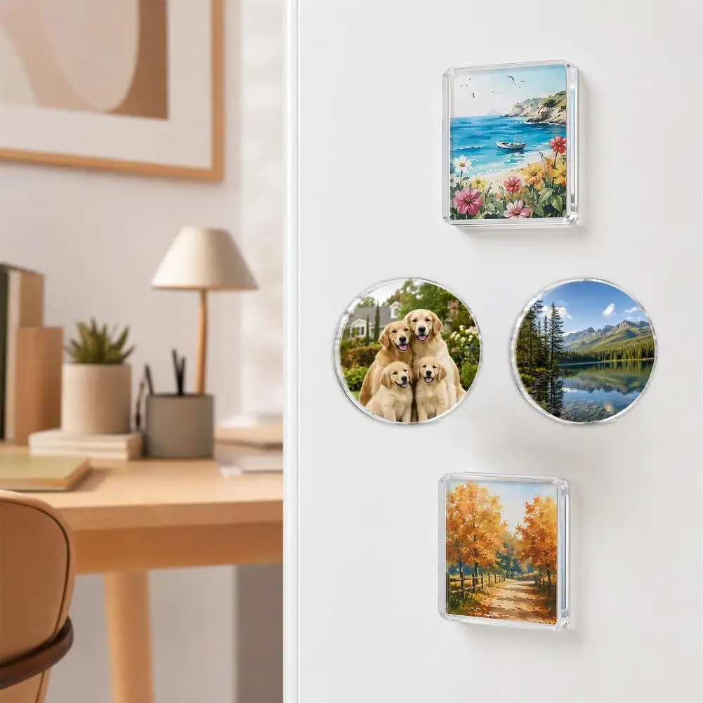 Refrigerator Magnet Set Decorative Fridge Magnet 10 Sets Diy Acrylic Fridge Magnet Kit Square Refrigerator Photo for Home