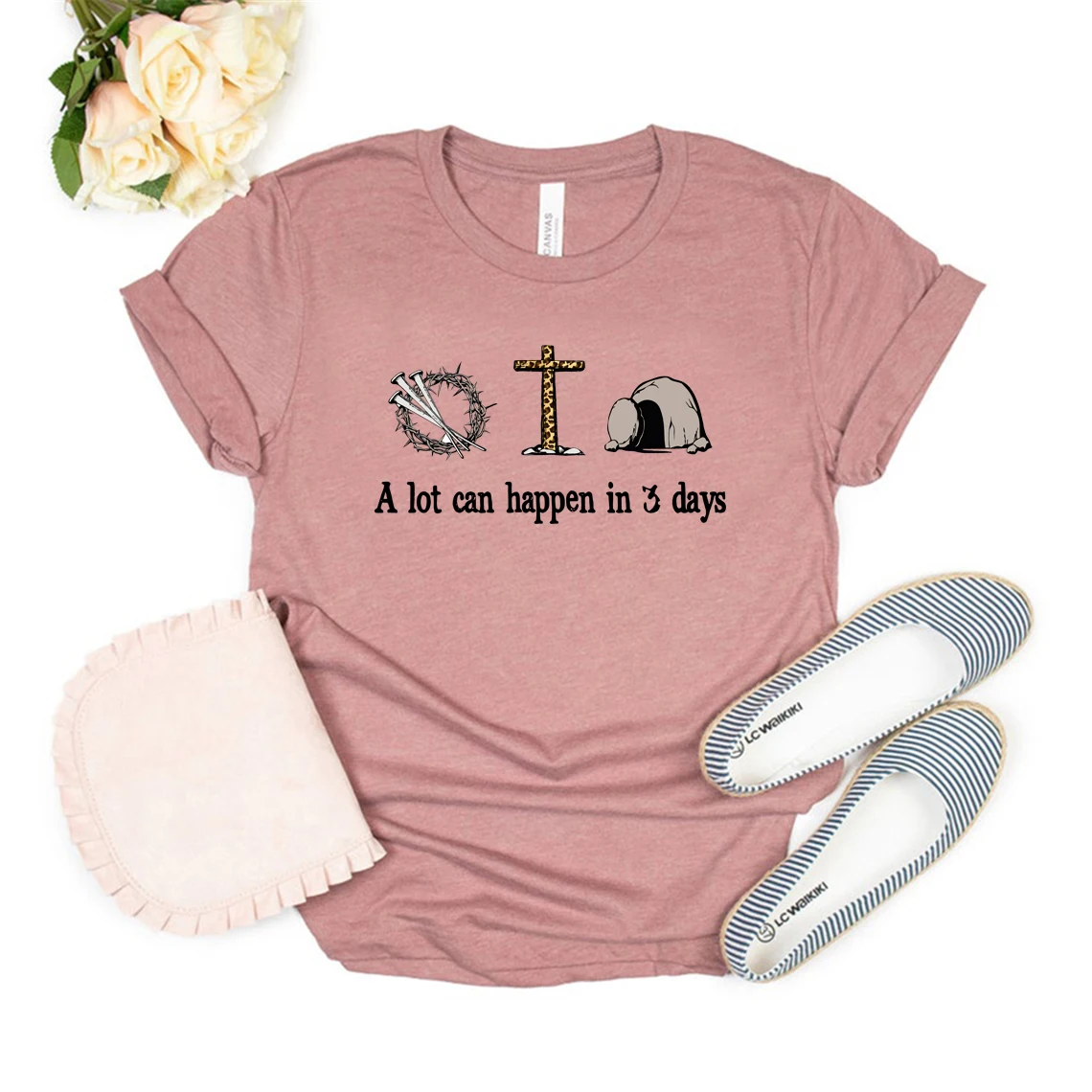 A Lot Can Happen In 3 Days Christians Bibles Funny T-Shirt Jesus Easter Shirt Christian Easter T Shirt He Is Risen Tshirt Tees