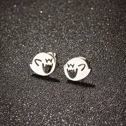 Pendientes de acero inoxidable con diseño de dibujos animados, aretes minimalistas, color negro, 1 par