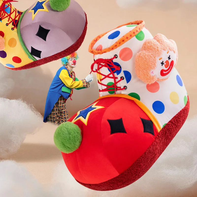 Cute Clown Shoes Pillows Flannel Blankets,Multifunctional Plush Cushions, Parent-child Toys, Furniture Decorations, Couple Gifts