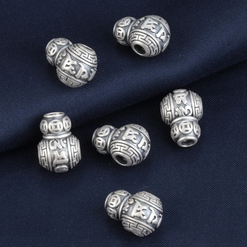 Budista Oração OM Mantra Beads, tibetano seis palavras, 3-Way Guru Bead, 100% 999 de prata, Mala's Guru Bead