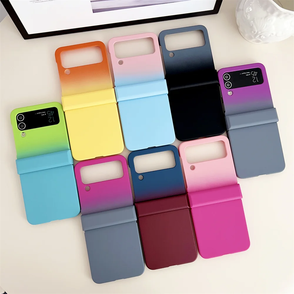 Gradient Color Hard Matte Slim Case For Samsung Galaxy Z Flip 5 4 3 Ultra Thin Cover Flip 5 Z Flip 3 flip4 Shockproof Bumper