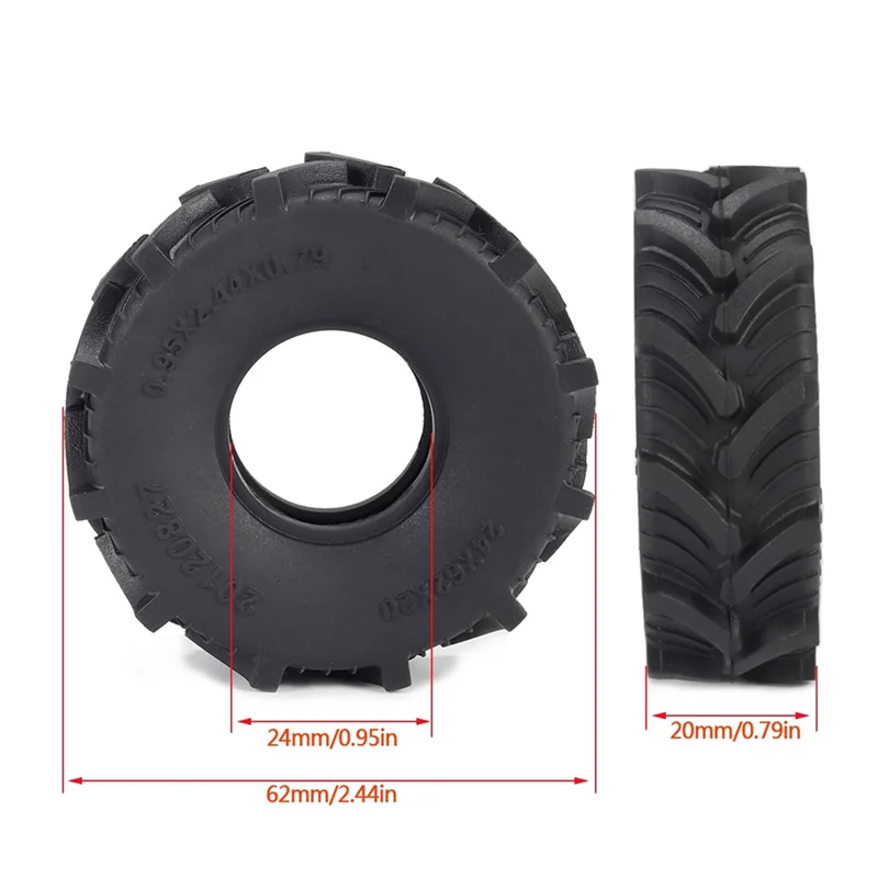 4Pcs 62X20mm 1.0 Mud Terrain Wheel Tire Rubber Tyre for Axial SCX24 AX24 FCX24 TRX4M 1/18 1/24 RC Crawler Car Parts