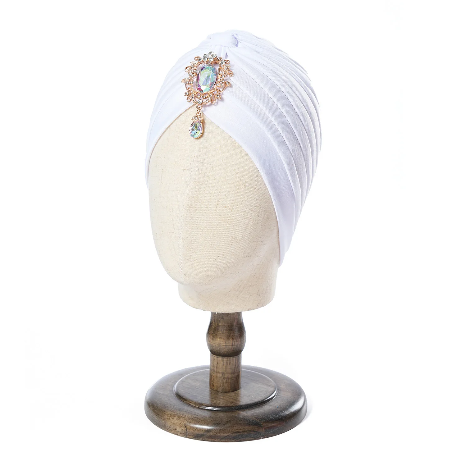 Muslimische Mode Frauen Elastische Legierung Bohrer Twist Knoten Hut Chemo Kappe Krebs Hut Islamischen Femme Kopftuch Indischen Hut Stirnband Turban – Detail 7